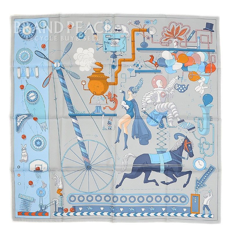 美品　エルメス　カレ90　ティーフォートゥ HERMES エルメス スカーフ カレ90 Tea for Two ティー・フォー・トゥー