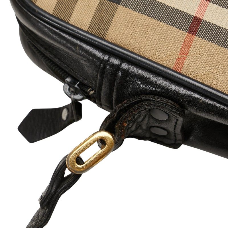 【美品】　バーバリー ポーチ ノバチェック シャドーホース キャンバス ベージュ バーバリー ノバチェック シャドーホース ベージュ ブラック