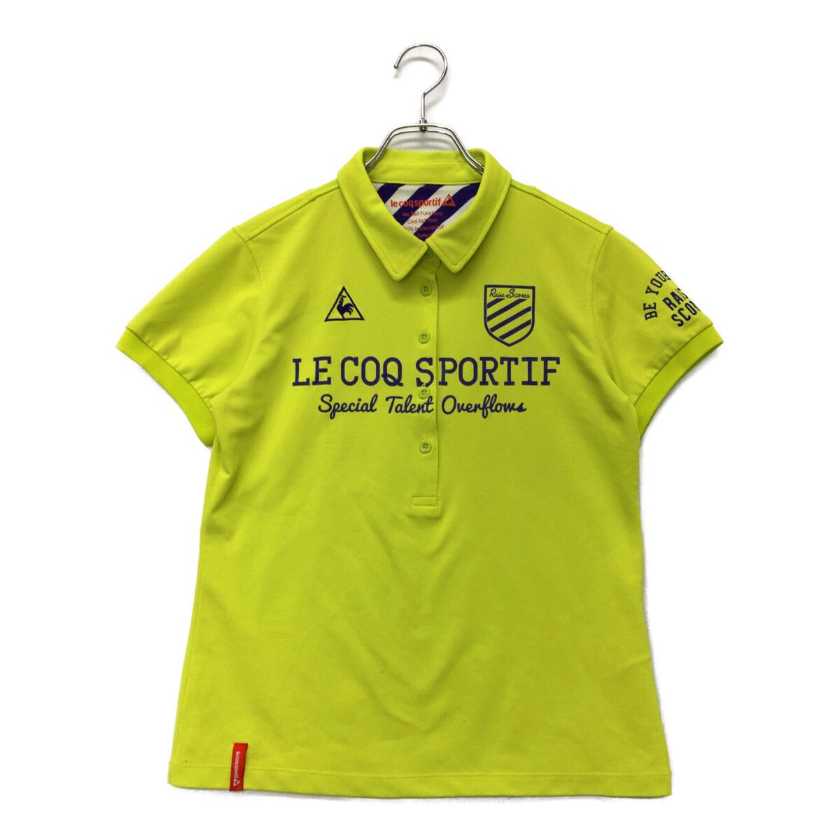中古 レディース ルコックスポルティフ le coq sportif 半袖ポロシャツ L ライムグリーン