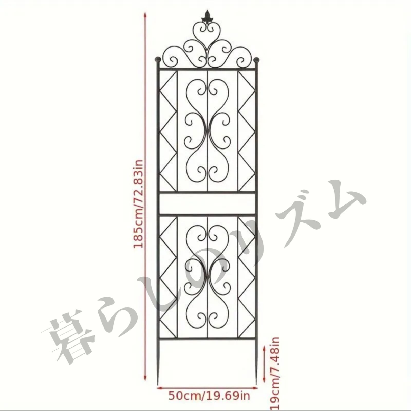 ガーデンフェンス ルームデコレーション アイアン トレリス 装飾的 メタルプラントトレリス エレガント 錬鉄製 ブドウのトレリス クライミングプラント バラ クレマチス アイビー用 屋外ガーデン装飾 おしゃれ アンティーク調 ブラック