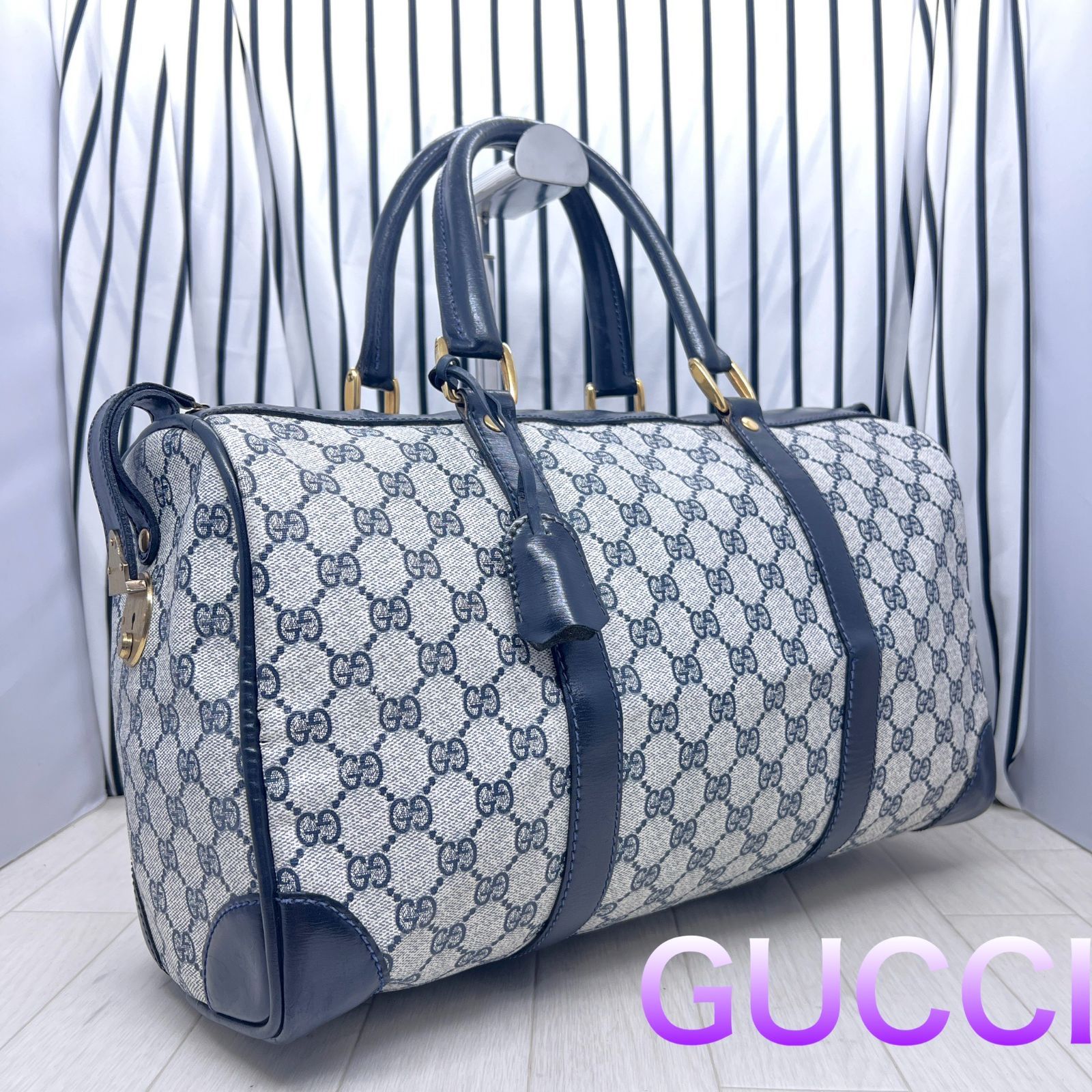 A4可 美品 グッチプラス PVC ボストンバッグ GG柄 ファスナー ブラウン A4可 美品 グッチプラス PVC ボストンバッグ GG柄 ファスナー