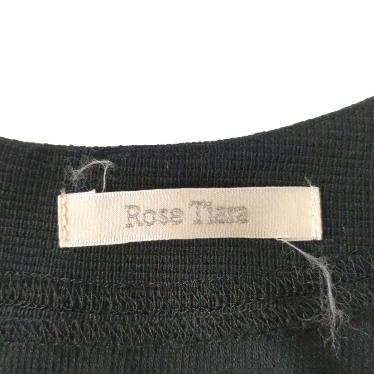  Rose Tiara ローズティアラ チュニック サイズ42 L レディース - 黒 クルーネック 半袖 リボン 半袖 チュニック