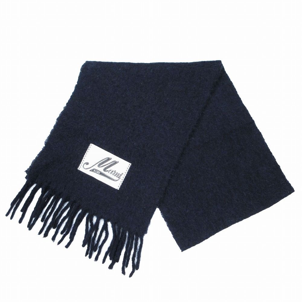 MARNI アルパカウールストール NAVY 新品未使用 マルニ 大判ストール MARNI マルニ マフラー ストール ロゴタグ フリンジ アルパカ