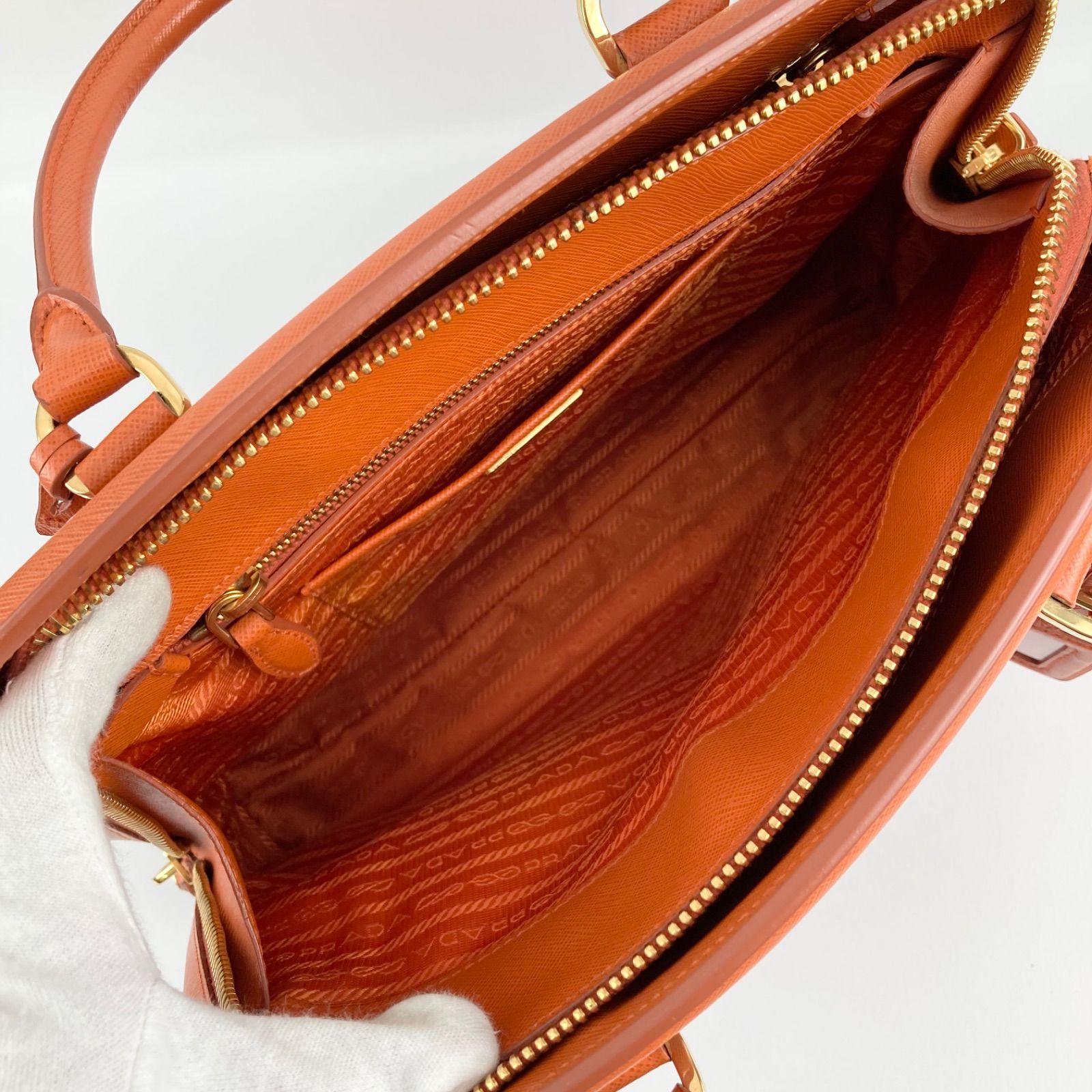 PRADA プラダ BN2412 サフィアーノ ラクス ハンドバッグ オレンジ 