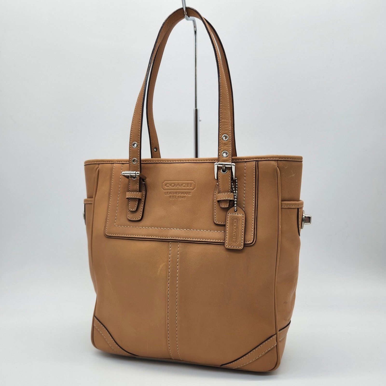 COACH ハンドバッグ ターンロック オールレザー キャメル COACH ハンドバッグ ターンロック オールレザー キャメル