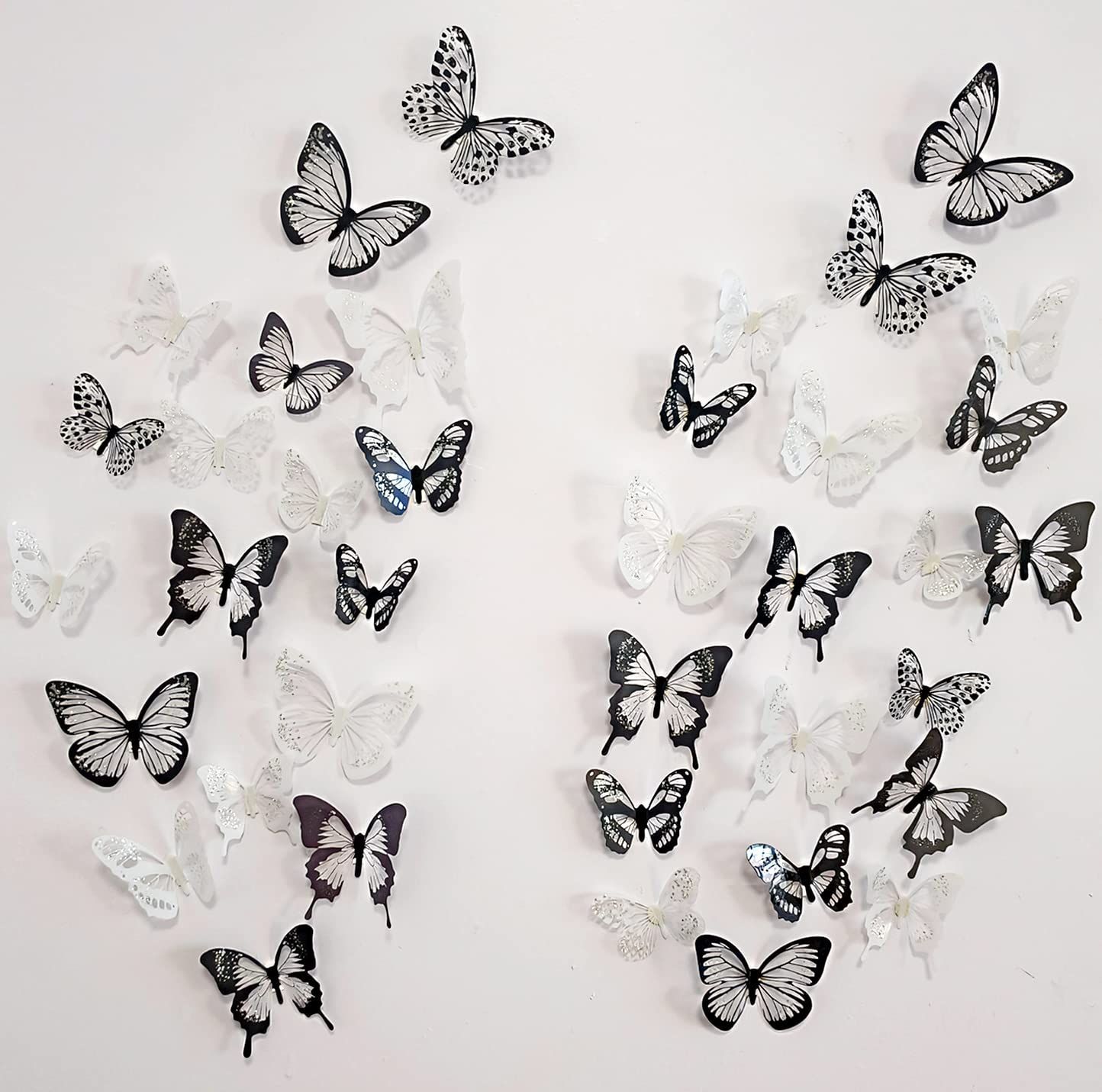 両面テープ付き 部屋や 家庭飾り用 壁紙シールトンボバタフライウォールステカラフル ブラック 蝶型貼り紙 ホワイト 立体3 D蝶々 入り