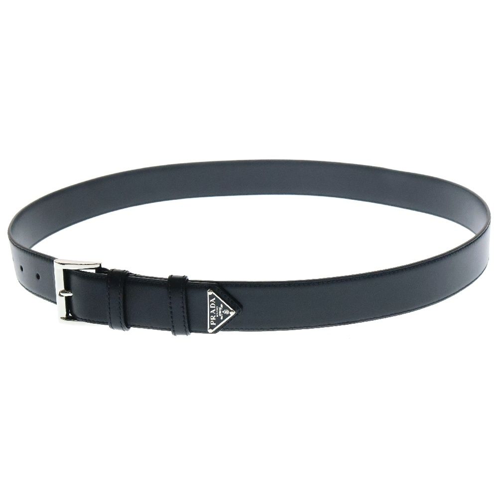 PRADA ブラック レザー ベルト Black / Burnt Sienna Saffiano Leather Reversible Belt | PRADA