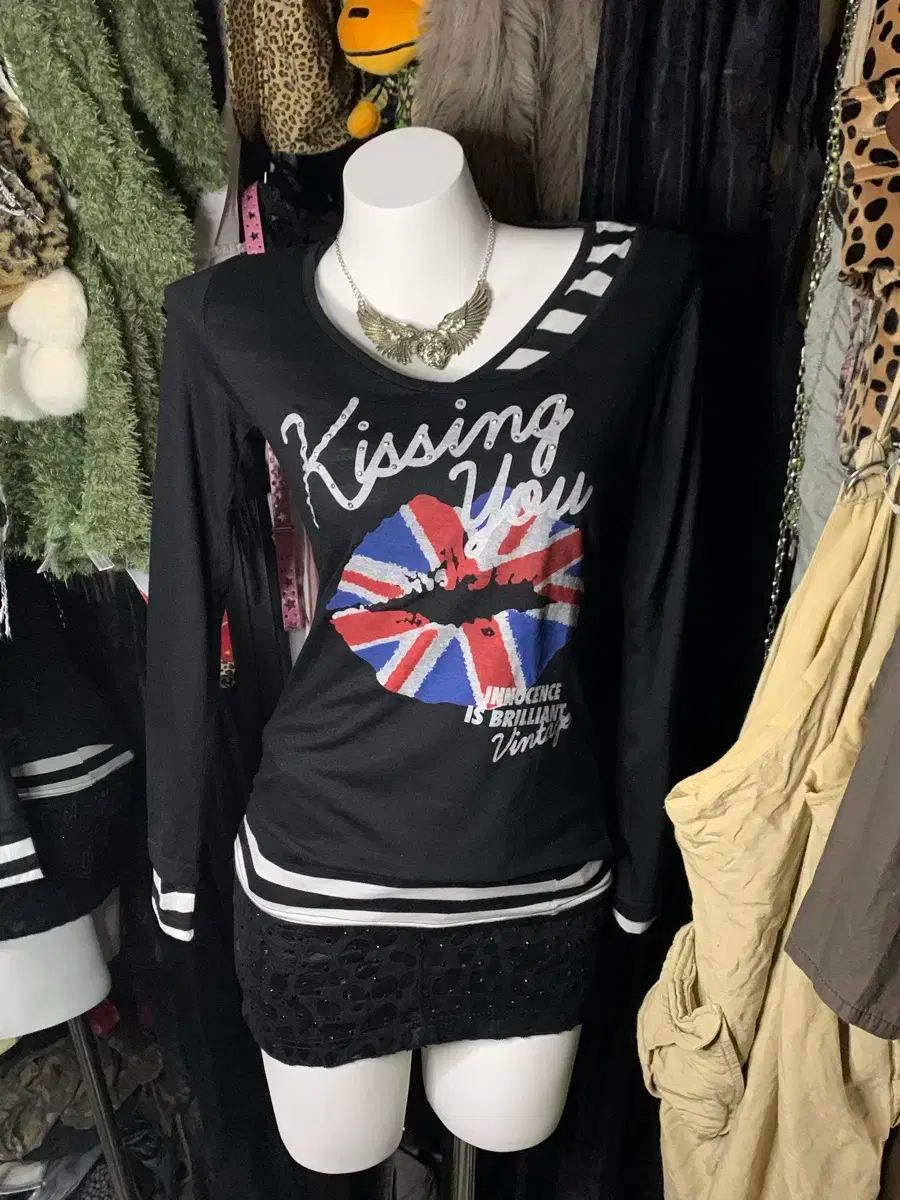 ゴスパンク emo y2k レイヤード Tシャツ