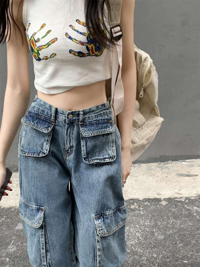 デニムパンツ ロングパンツ カーゴパンツ レディース ワークパンツ カジュアル ボトムス 大きいサイズ おしゃれ ダンス衣装 ストリート 通学 bC2y850 DECORATOM_COM_BR