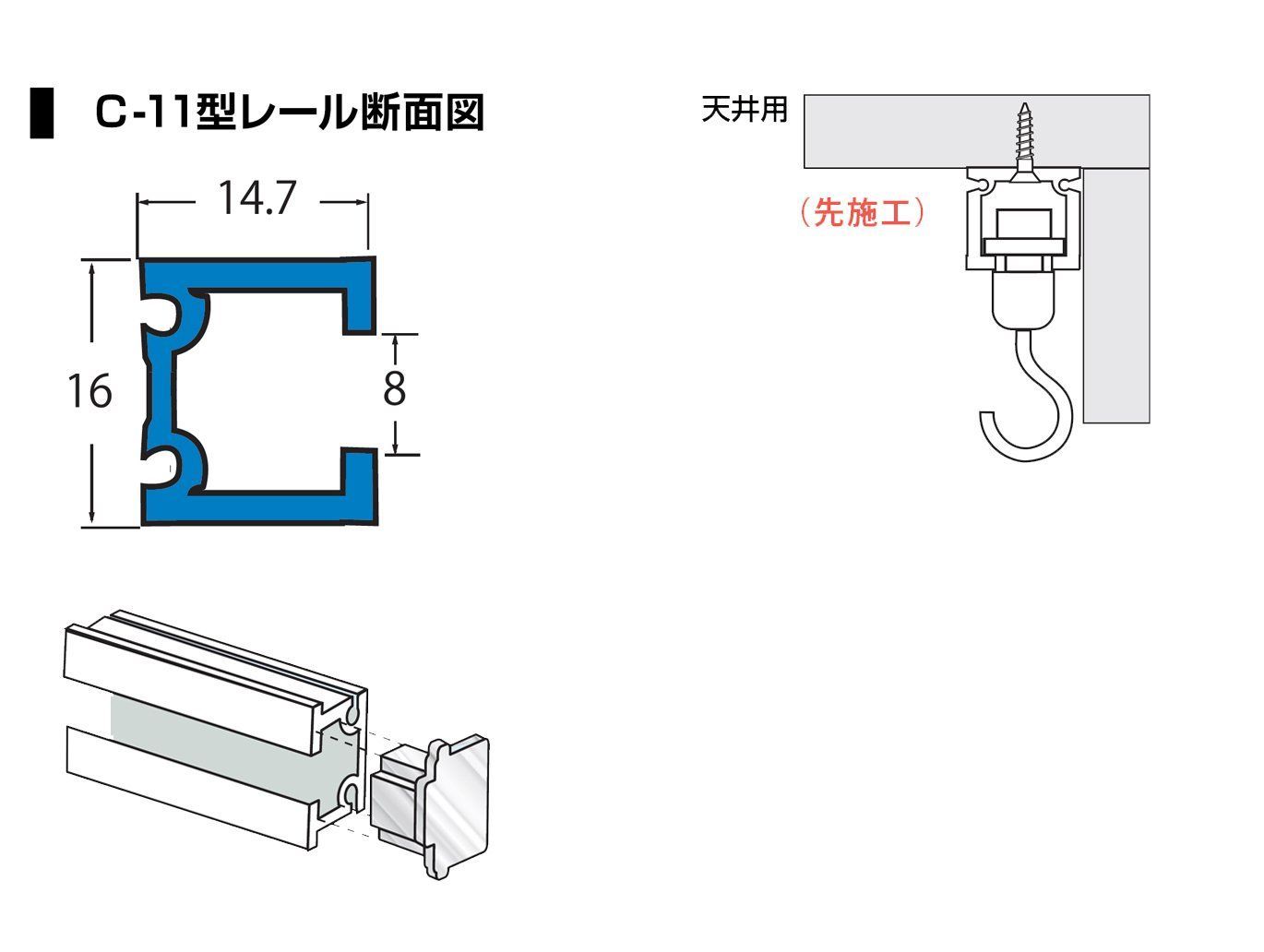 特価商品福井金属工芸 C-11型ピクチャーレールセット 幅100cm ホワイト