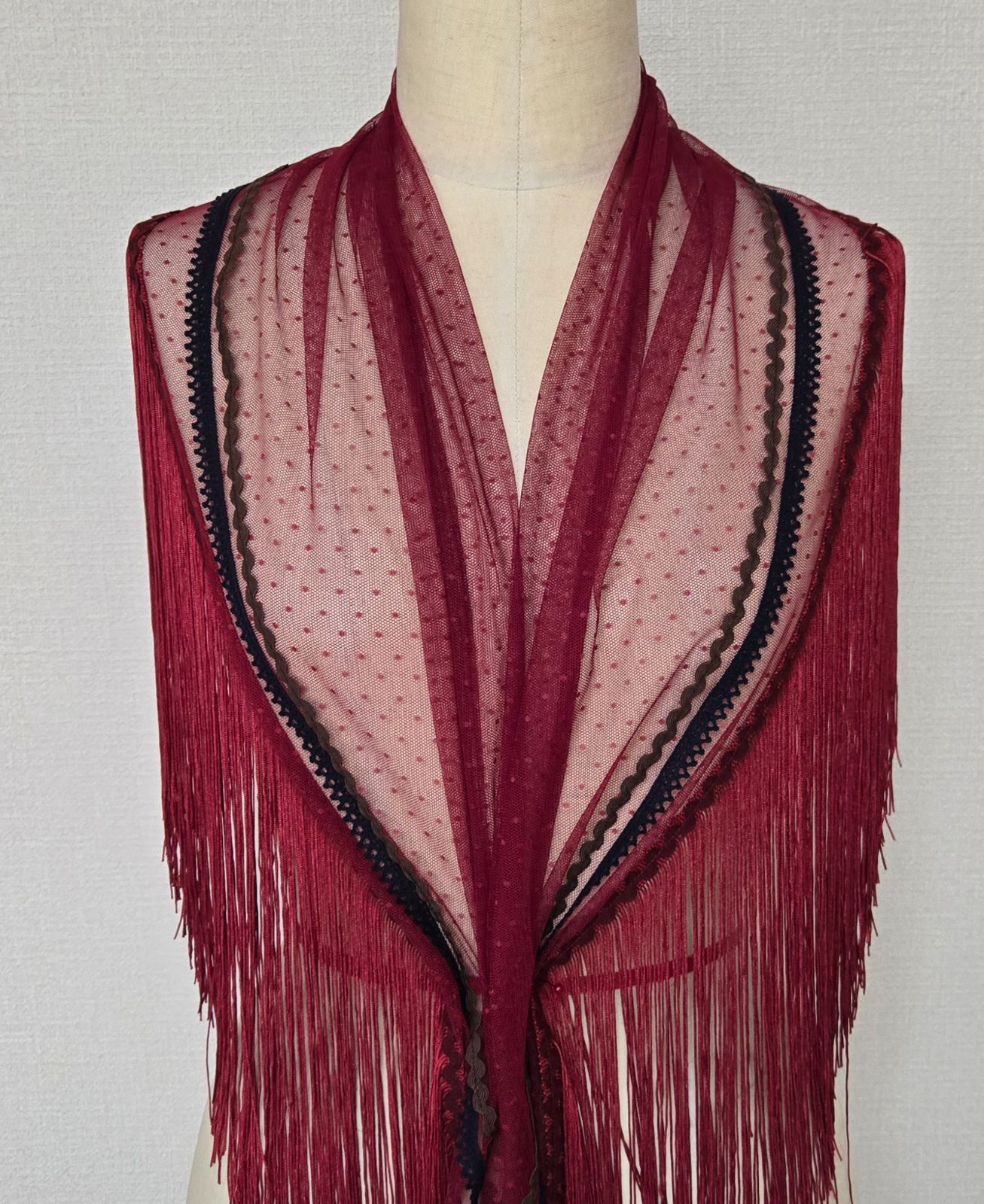 フラメンコ衣装エンジレース シージョ付き ハンドメイド 中古美品