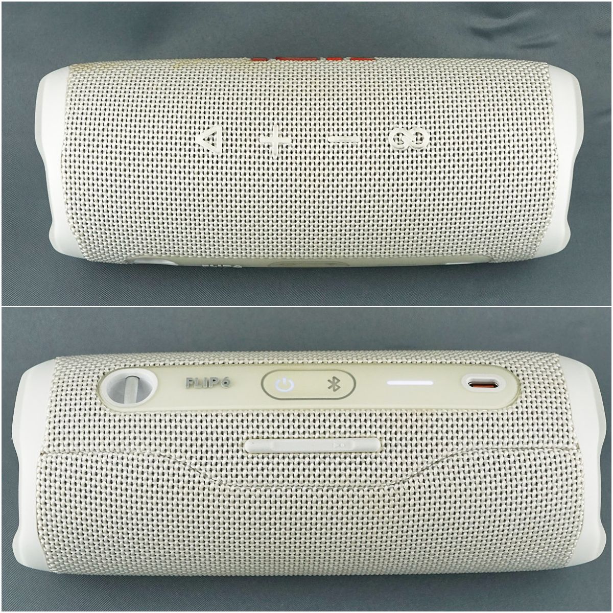 JBL FLIP6 ワイヤレススピーカー 品 Bluetooth 重低音 ウーファー IP67 防水 防塵性能 ポータブル ホワイト 完動品 V1920