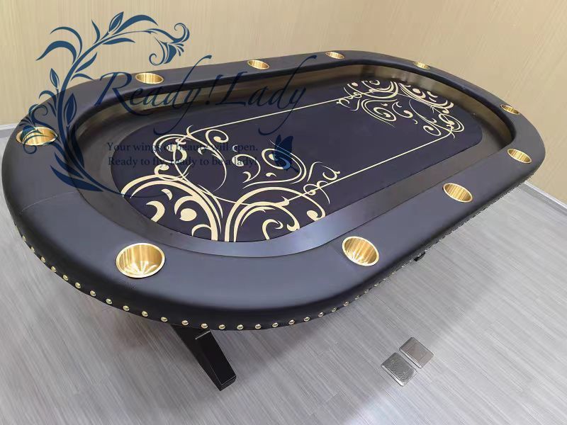 カスタムポーカーテーブル10人用 ポーカーテーブル 楕円形 ホールデムサイコロ カジノ テキサスホールデム カップホルダー付き