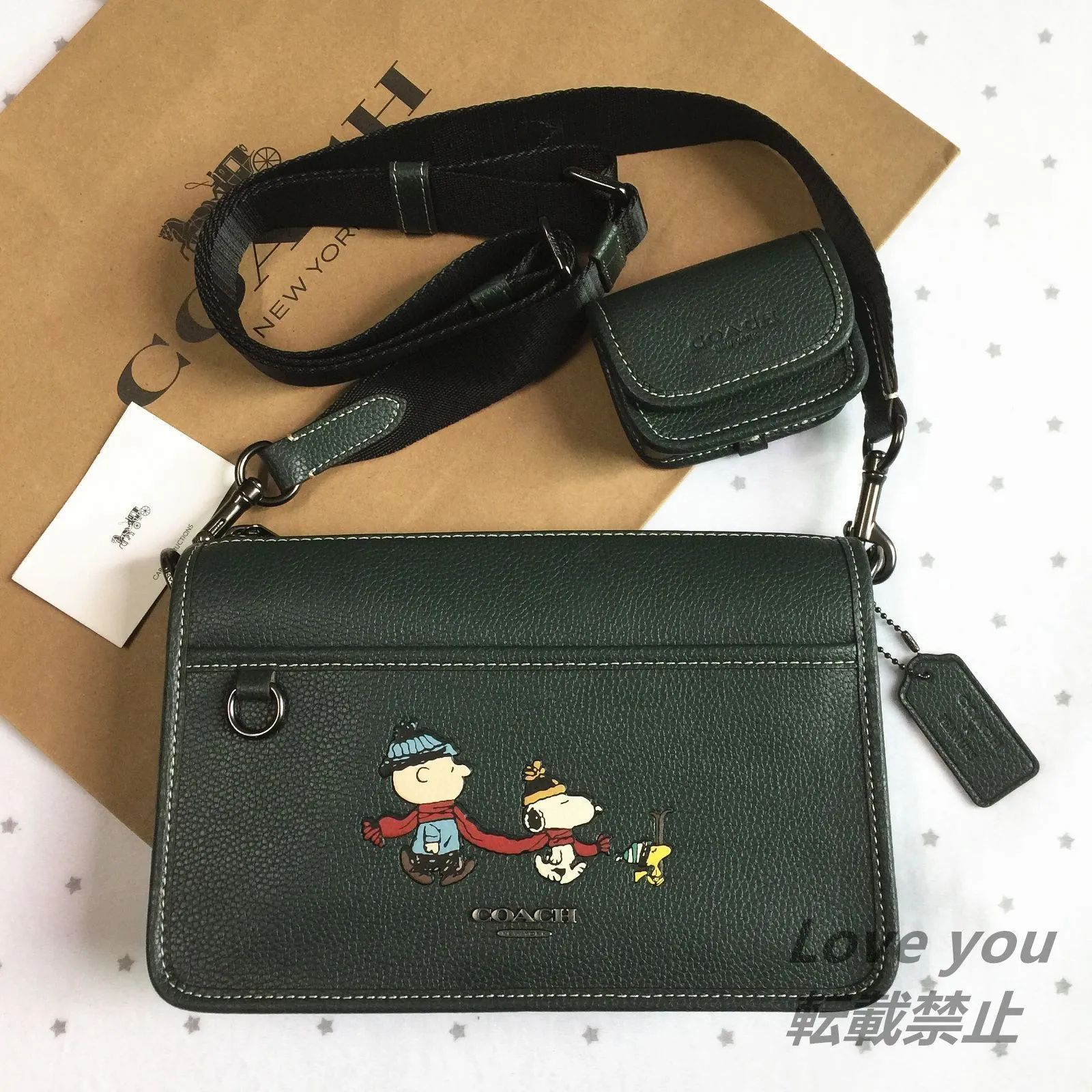 COACH コーチバッグ CE710 グリーンマルチ スヌーピー モチーフ  