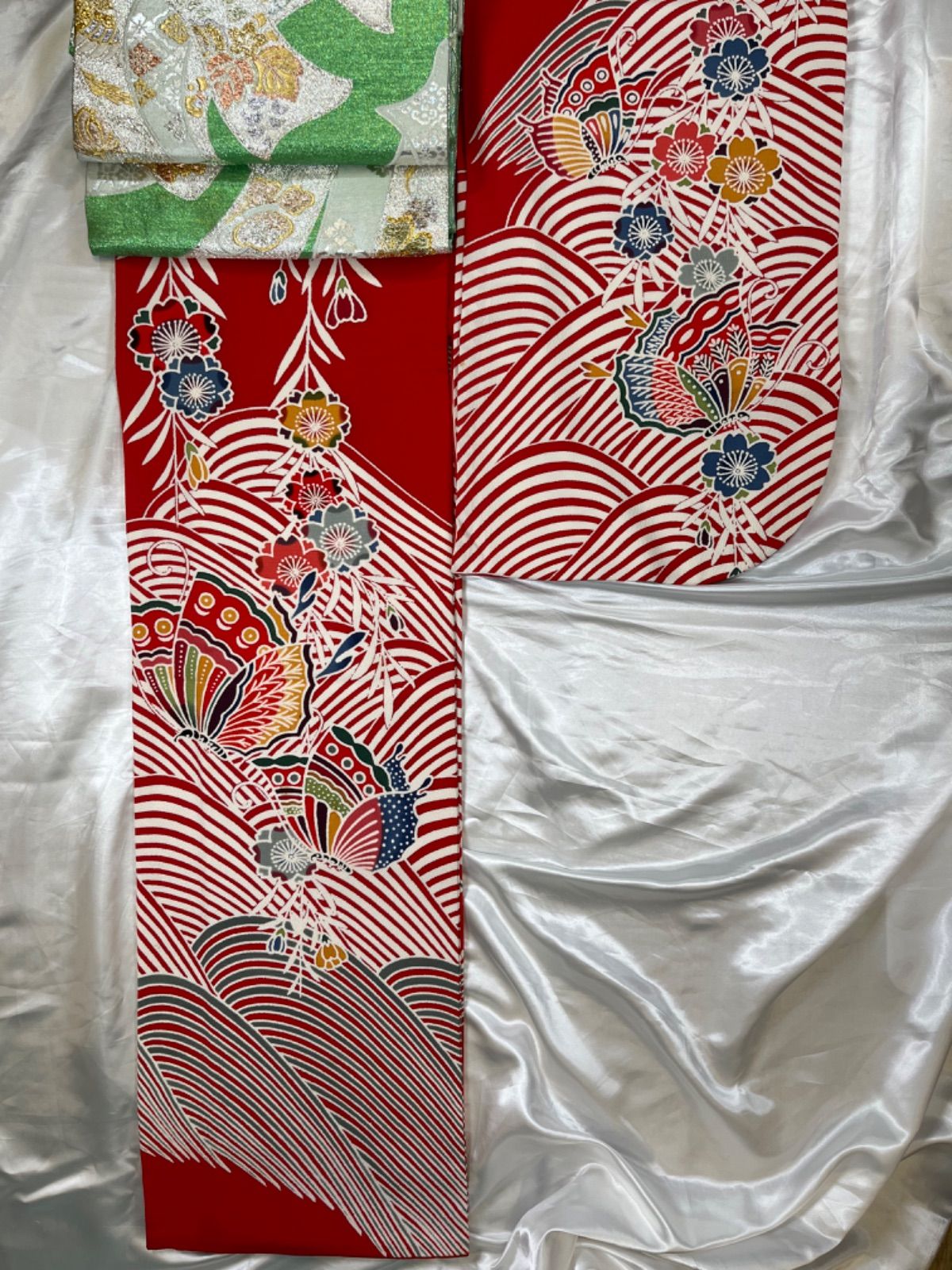 豪華美品赤紅型身丈166cm裄丈69cm正絹振袖 - メルカリ