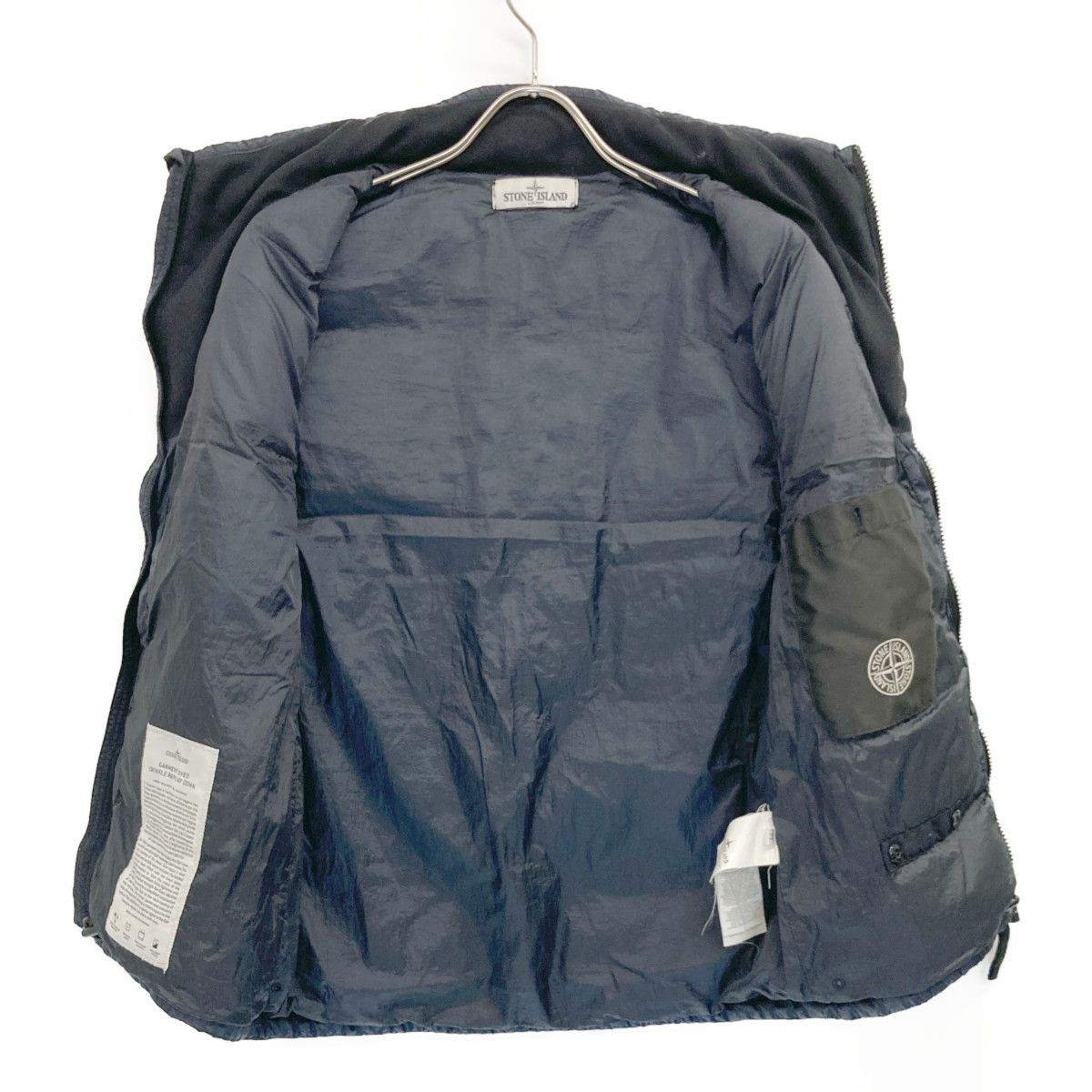 STONE ISLAND ガーメント ダウンベスト ネイビー Sサイズ 【公式通販】