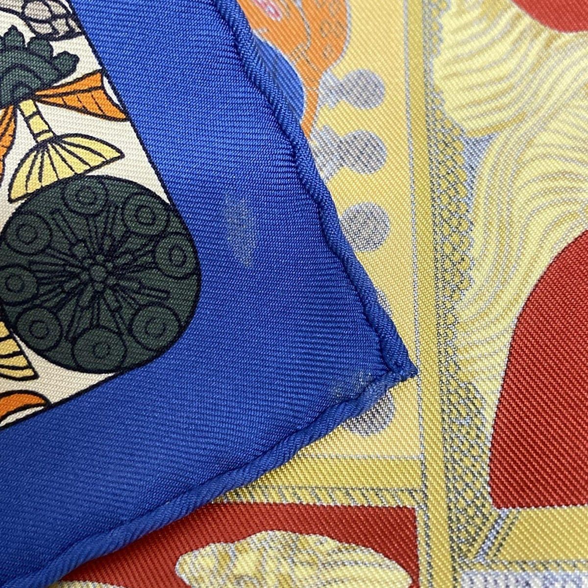 エルメス HERMES TORANA ミニカレ プチカレ スカーフ HERMES(エルメス) スカーフ美品 プチカレ ネイビー×イエロー