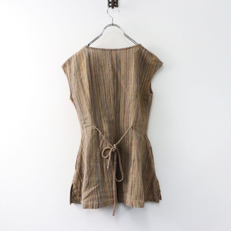 USAATO うさと 手織り 手紡ぎ ストライプ織り 釦開閉 ロング  