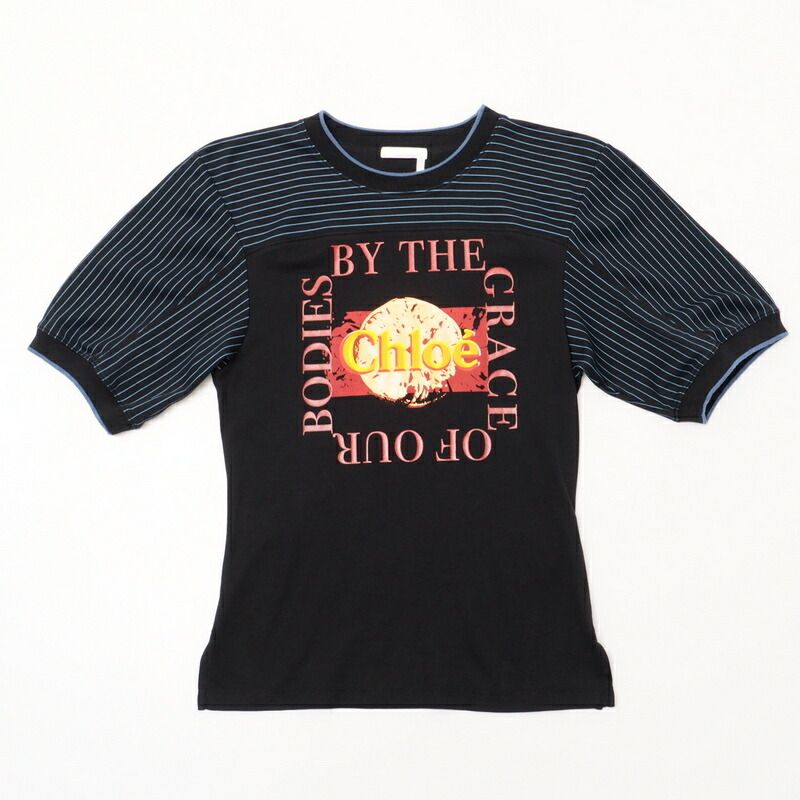 □美品□2020SS□CHLOE クロエ ロゴプリント 半袖 Tシャツ クルー  