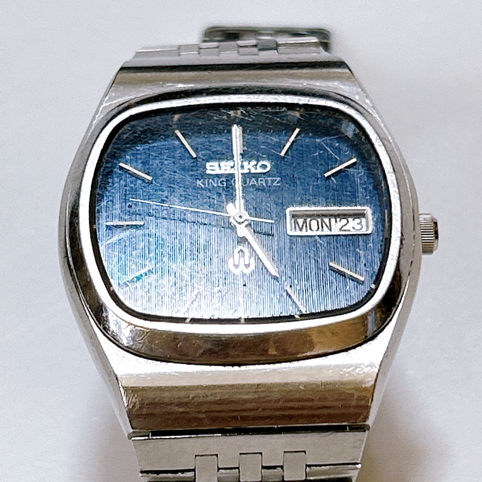 セイコー SEIKO スクエア キング クオーツ 5856-5010 青文字盤 動作