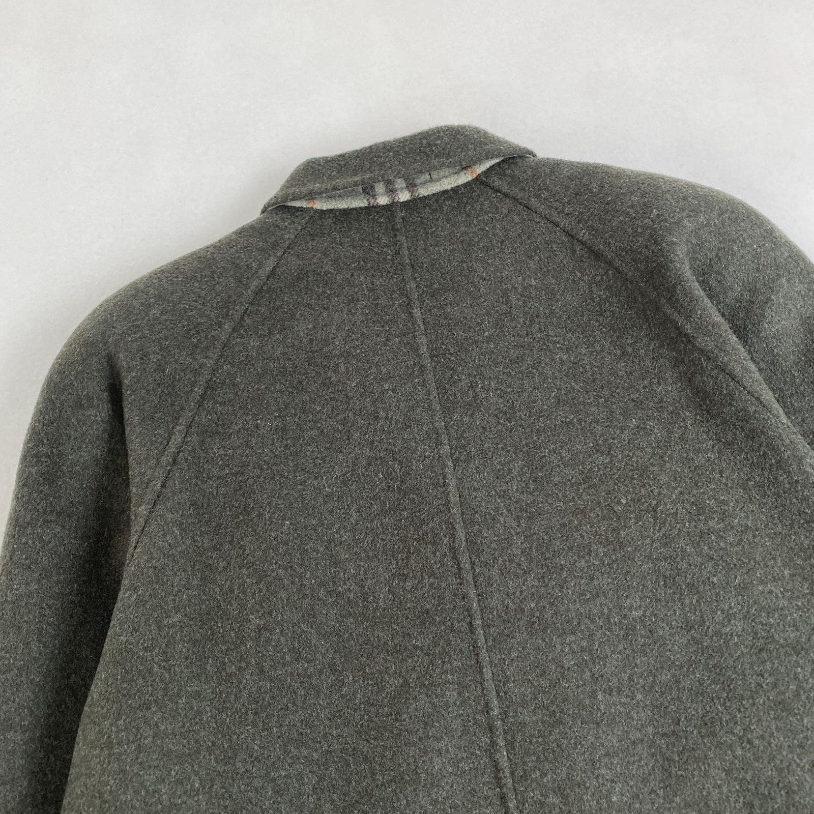 希少■Burberrys ダブル ウールコート 金ボタン ノバチェック グレー 美品 BURBERRY ウールコート バーバリーズ リバーコート ノバチェック