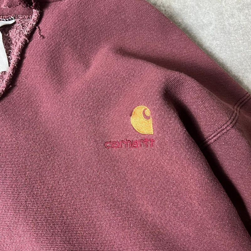 雰囲気系 80s 三角タグ Carhartt RWタイプ ロゴ刺繍 スウェット フード 