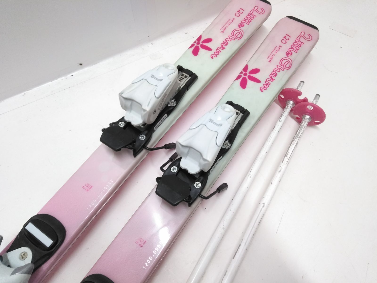 KAZAMA SPAX 100 ピンク スキー板とストックセット ジュニアスキー 4点