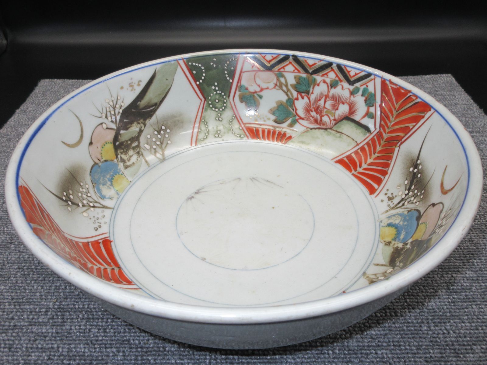 金彩多色色絵花器 首長壺 群鶴丸窓花鳥文・NG・中国 オブジェ】古董