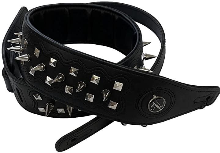 Laquest ギターストラップ レザー スタッズ 鋲 スパイク( コーンスパイク)