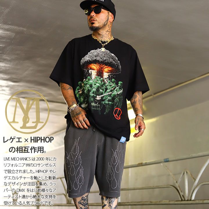 LIVE MECHANICS 上下セット 半袖 ブランド Tシャツ ハーフパンツ