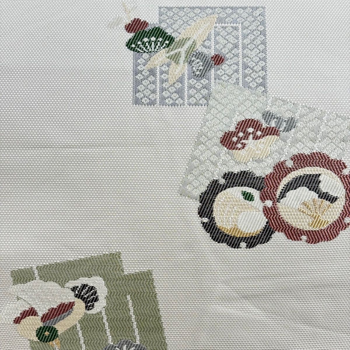 名古屋帯 優品 八寸名古屋帯 松葉仕立て 源氏香 松竹梅 刺繍