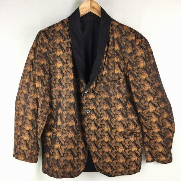 アメカジ Vintage　TOWNCRAFT　タウンクラフト　メンズ M-L相当　ブレザージャケット　茶×〈黒/BLACK/ブラック〉　管NO.ぴ12-14 アメカジ Vintage TOWNCRAFT タウンクラフト メンズ M-L相当 ブレザー