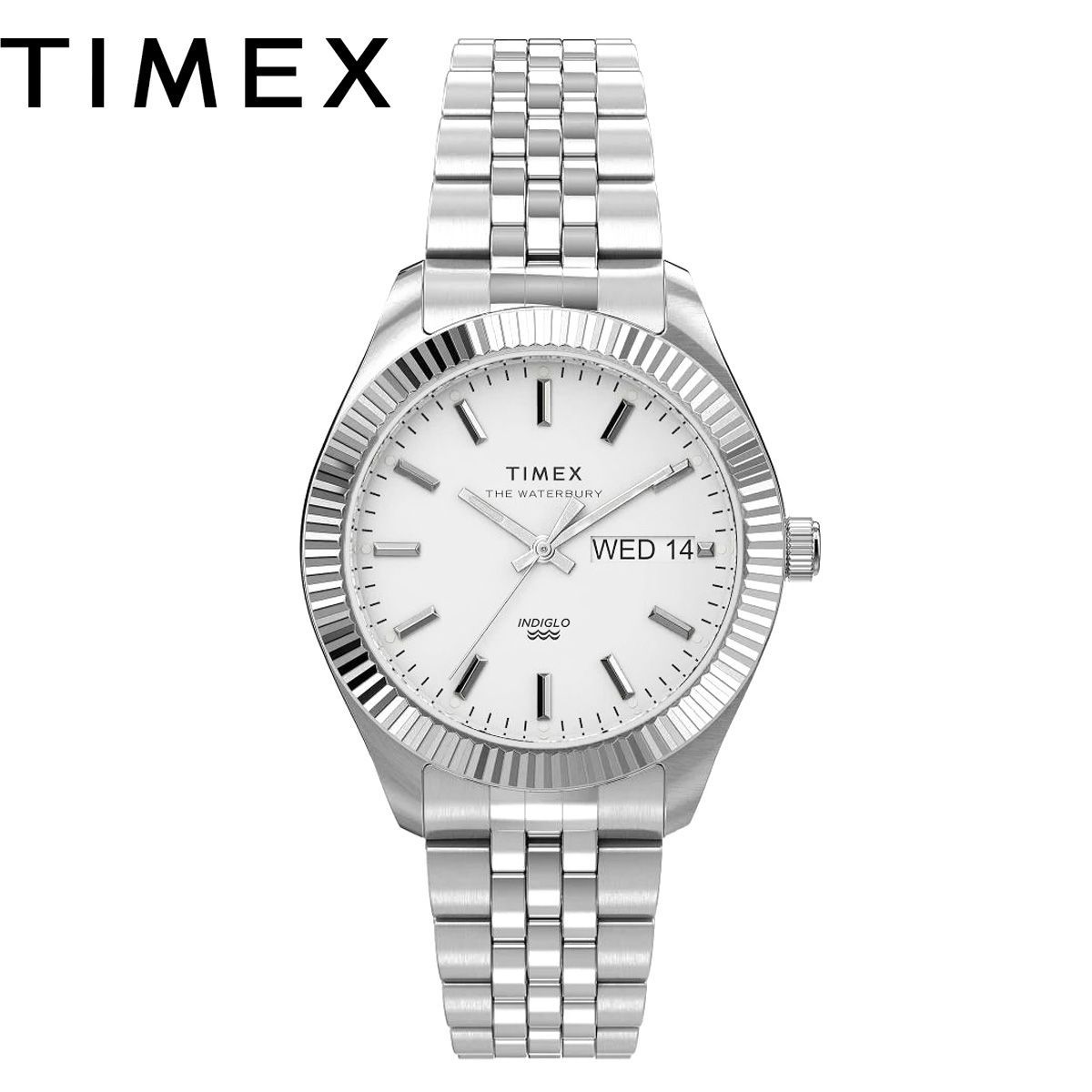 TIMEX Waterbury Legacy 36mm タイメックス ウォーターベリー レガシー レディース 女性 時計 TW2U78700 ホワイト 白 ダイアル 曜日 日付 カレンダー アナログ ステンレス ブレスレット