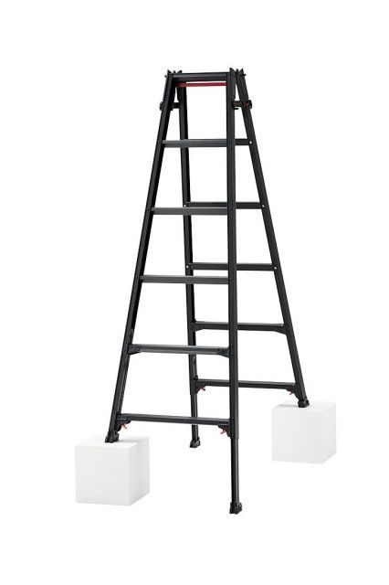 長谷川工業 Hasegawa BLACK LABEL 伸縮式はしご兼用脚立 ワンタッチバー付 RYZB-18a 1.61~1.92m 10911 6段