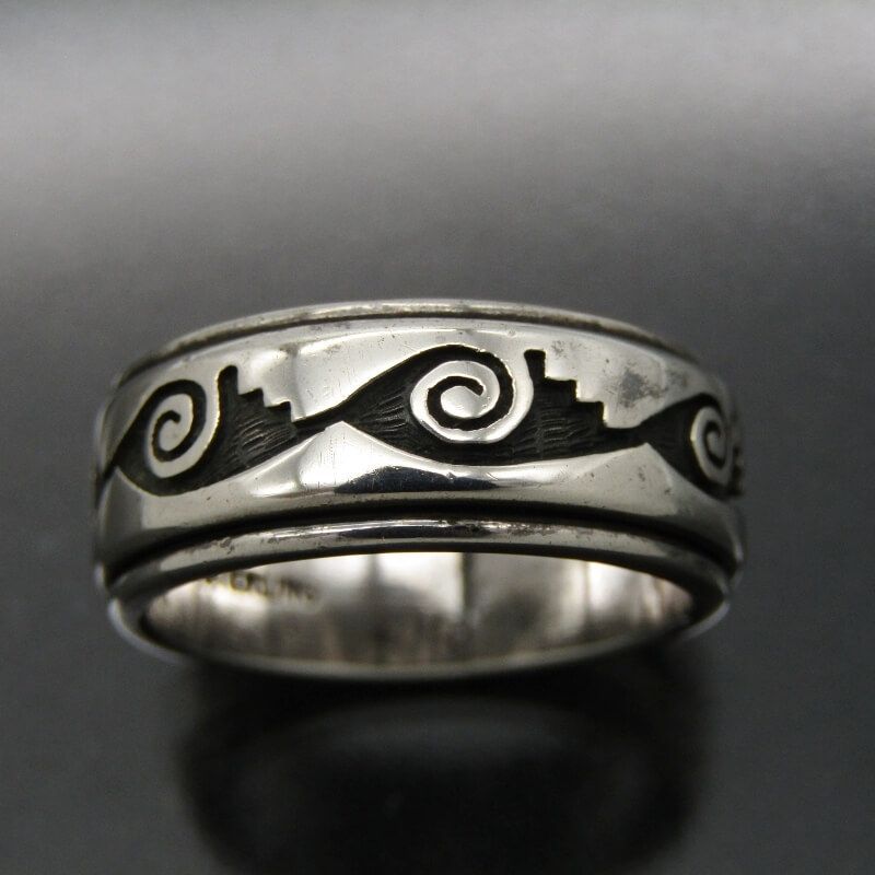 【週末限定値下げ】Hopi ホピ族 リング HOPI（ホピ）族 アーティスト作 オーバーレイリング 18号 シルバー