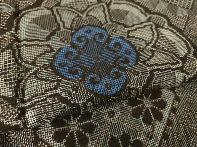 平和屋着物○本場大島紬 龍郷絣 花丸文 正絹 逸品 DAAQ3412ps