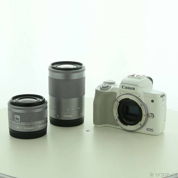 中古品〕 EOS Kiss M2 ダブルズームキット ホワイト【251