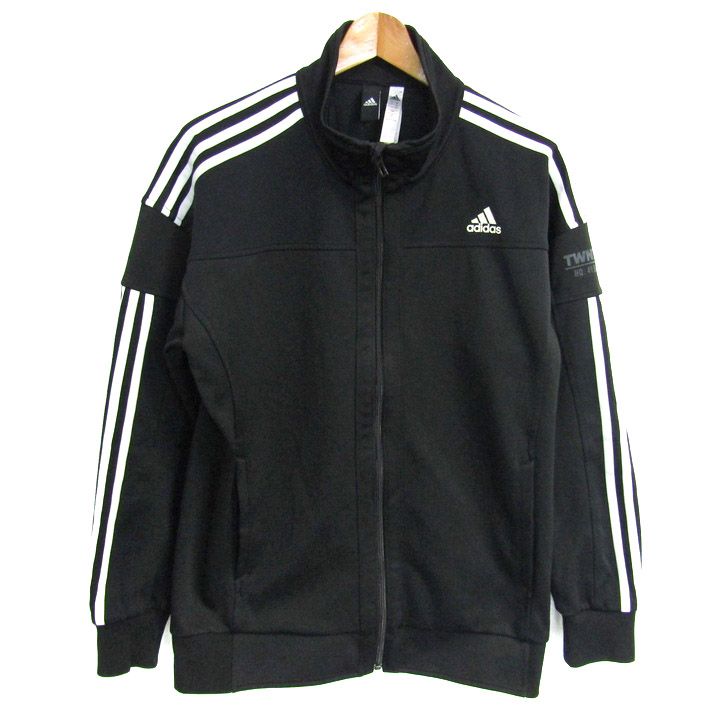 良品アディダス adidas ジャージ トラックジャケット サイズO ブラック アディダス ジャージ トラックジャケット アウター スポーツ