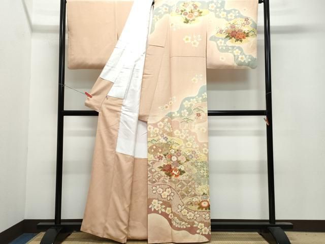平和屋着物○訪問着 地紙草花文 金彩 さが美扱い 正絹 逸品 CAAU9922vf