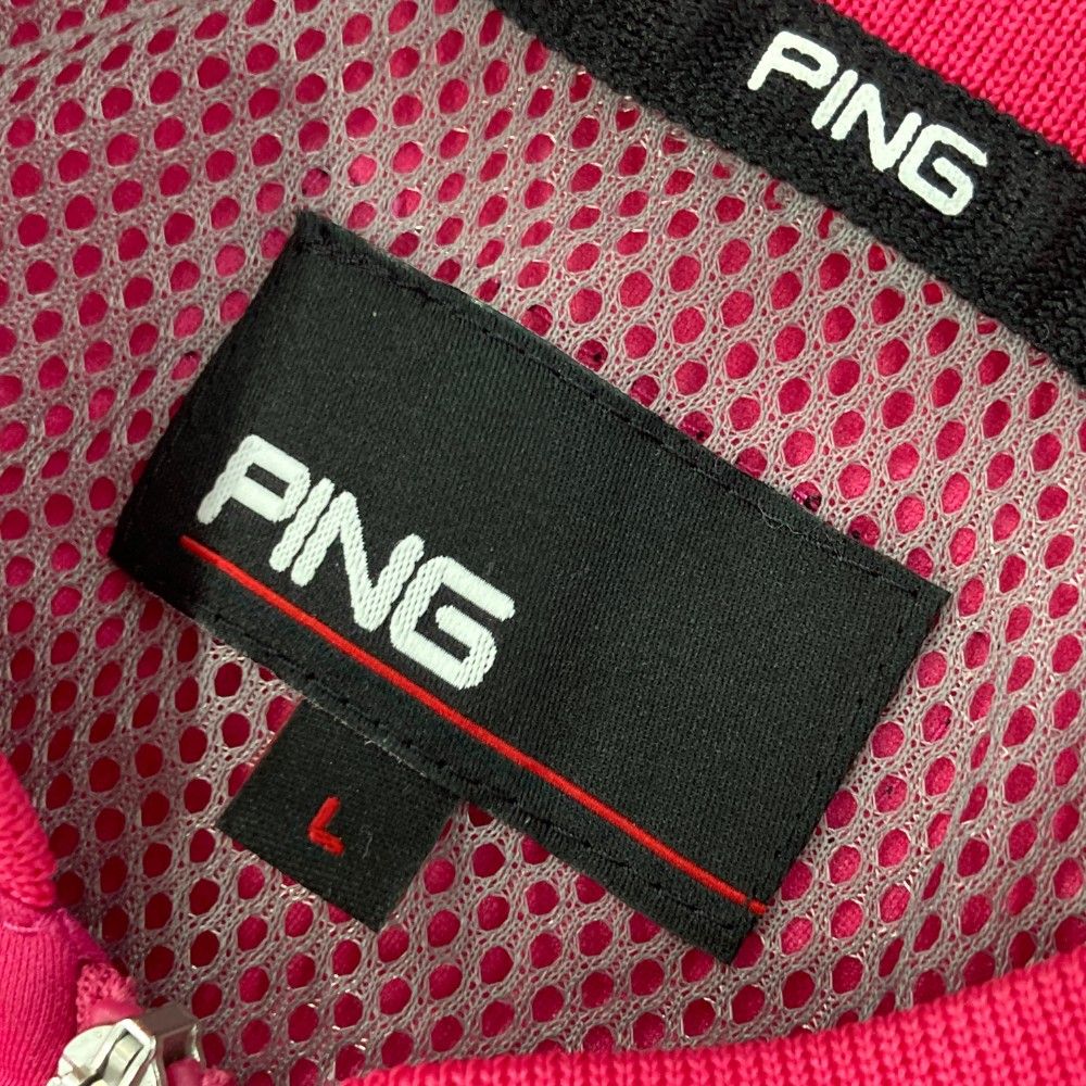 サイズ：L PING ピン 裏メッシュ ジップジャケット ピンク系