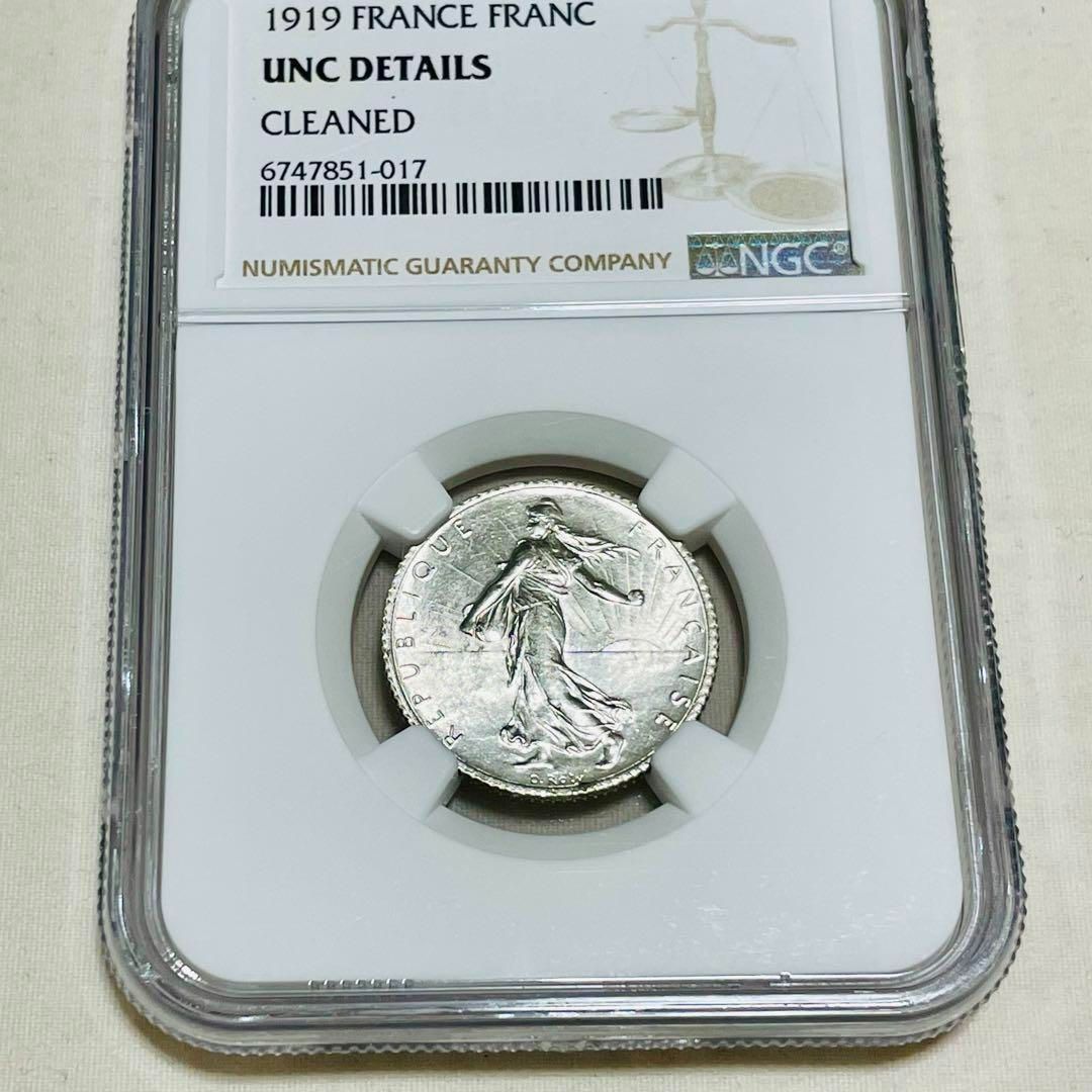 種を蒔く人 フランス 1フラン銀貨 1919 UNC DETAILS マリアンヌ