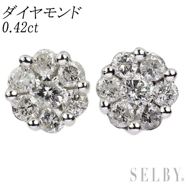 K18WG ダイヤモンド ピアス 0.42ct フラワー - メルカリ 