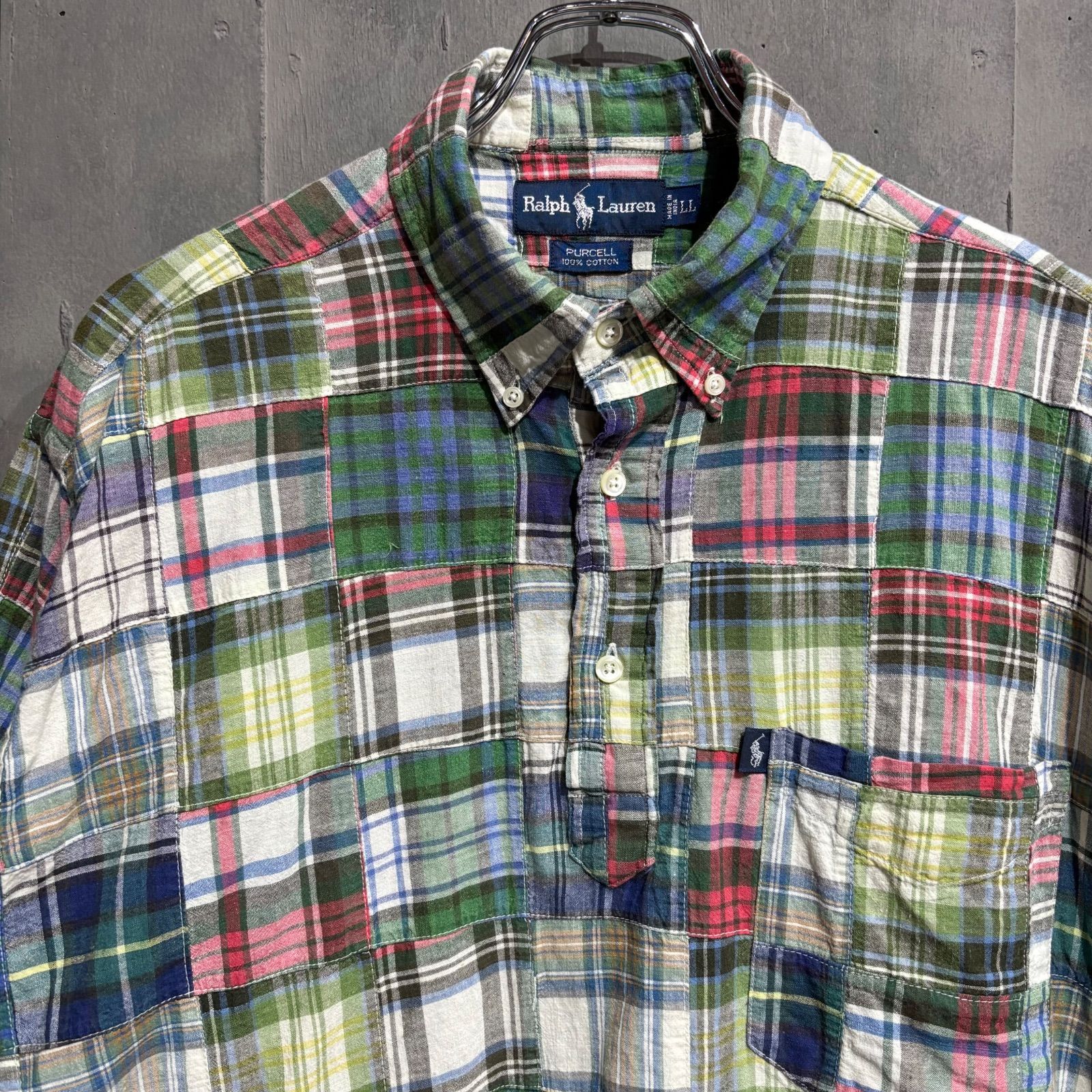 90s Ralph Lauren PURCELL パッチワークプルオーバーシャツ