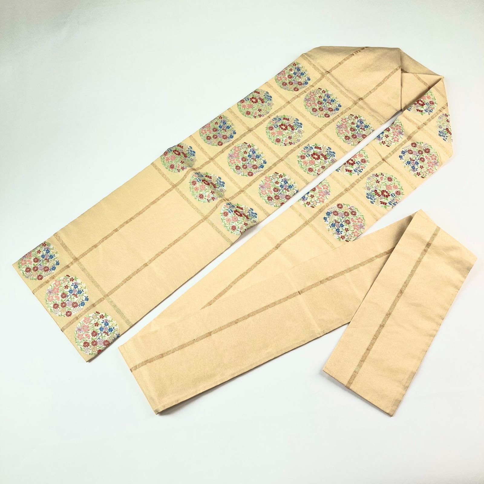 平和屋着物＊夏物 九寸名古屋帯 飛鶴文 金銀糸 正絹 逸品 CAAV4971eg