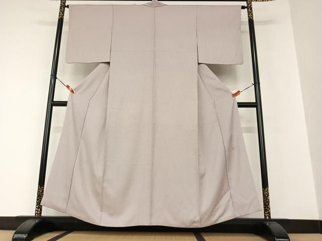 平和屋着物○世界的友禅作家 千地泰弘 色無地 唐草地紋 鳩羽鼠色 正絹