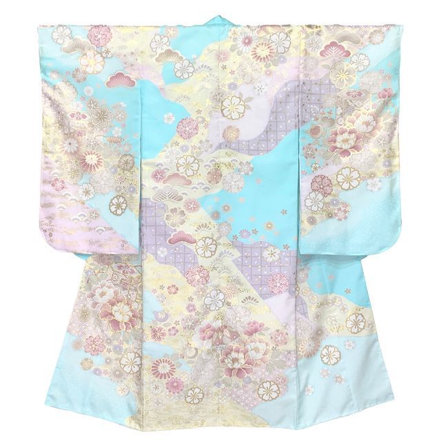 七五三 7歳着物 紫 パステルカラー 化繊 七五三 7歳着物 紫 パステルカラー 化繊 七五三 7歳 紫 フルセット