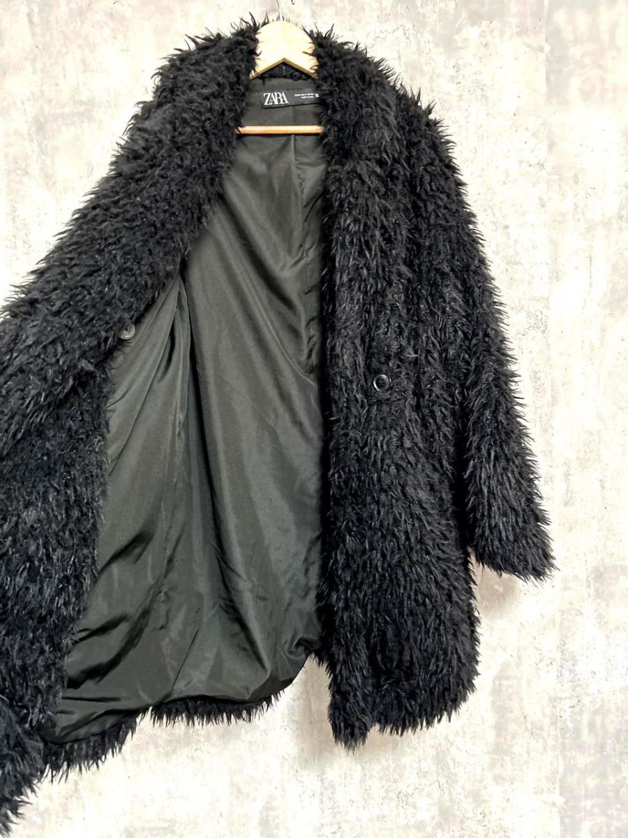 ZARA ブラック ファーコート XS ZARA - ZARA ファーコート ブラックの通販 by ychan's shop
