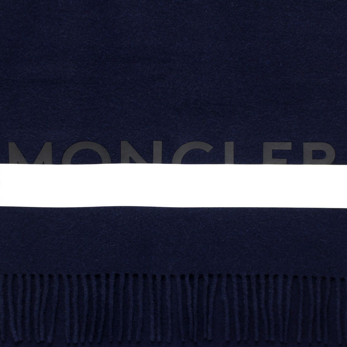 134 MONCLER SCIARPA ネイビー カシミヤ混合 ウール マフラー | www