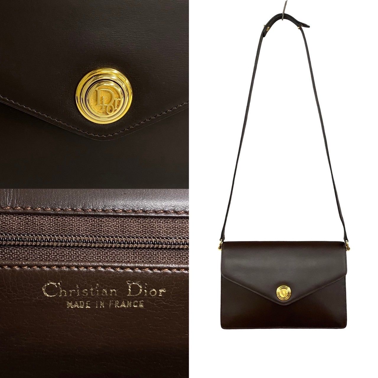 極 美品 希少品 Christian Dior ディオール ロゴ 金具 カーフ レザー