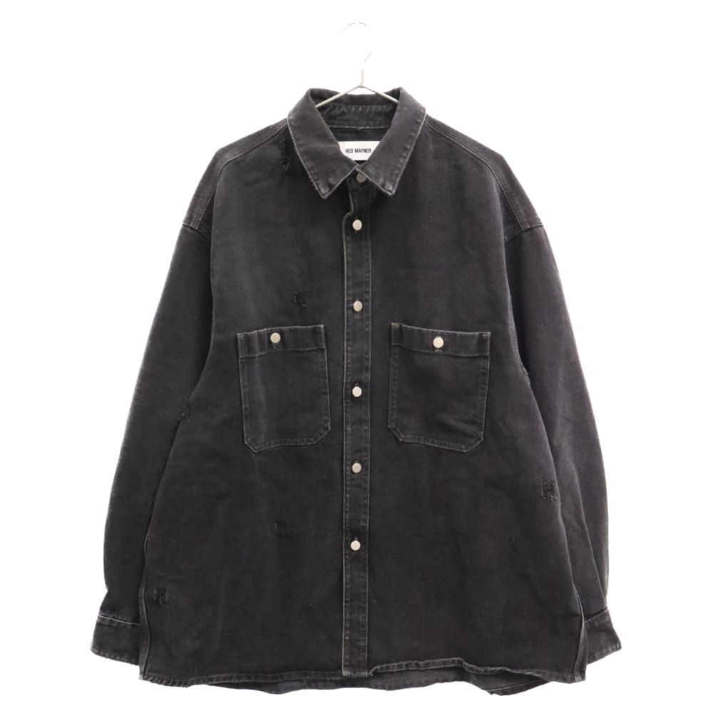 HED MAYNER (ヘドメイナー) 22AW DESTROYED DENIM SHIRT デストロイ デニム シャツ ブラック HM00D13  HM005 - メルカリ